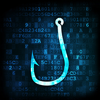 an illustration of a fish hook behind digital code